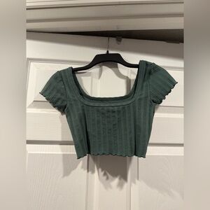 Aerie Forest Green Ribbed Crop Top. Size XS